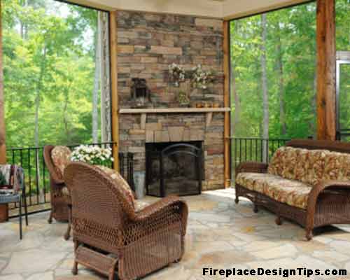 Rock Fireplace Pictures, Country Floor to Ceiling Rock Fireplace Design Photo