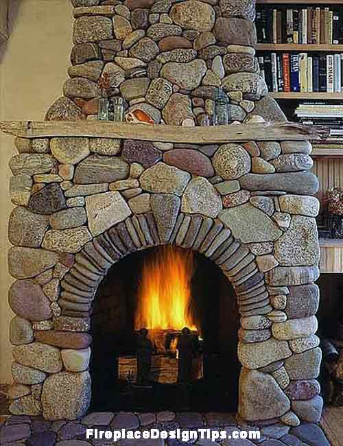Rock Fireplace Pictures, Colorful Rock Fireplace Design Picture
