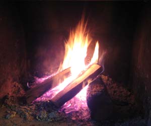 Wood Fireplace Design Photo