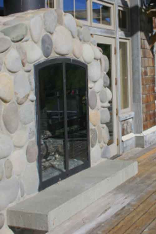Outdoor Fireplace Pictures, Wood Outdoor Rock Fireplace on the Patio Photo